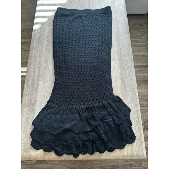 Beach Riot Crochet Knit Polly Mermaid Maxi Skirt Black Size Large - Picture 3 of 7